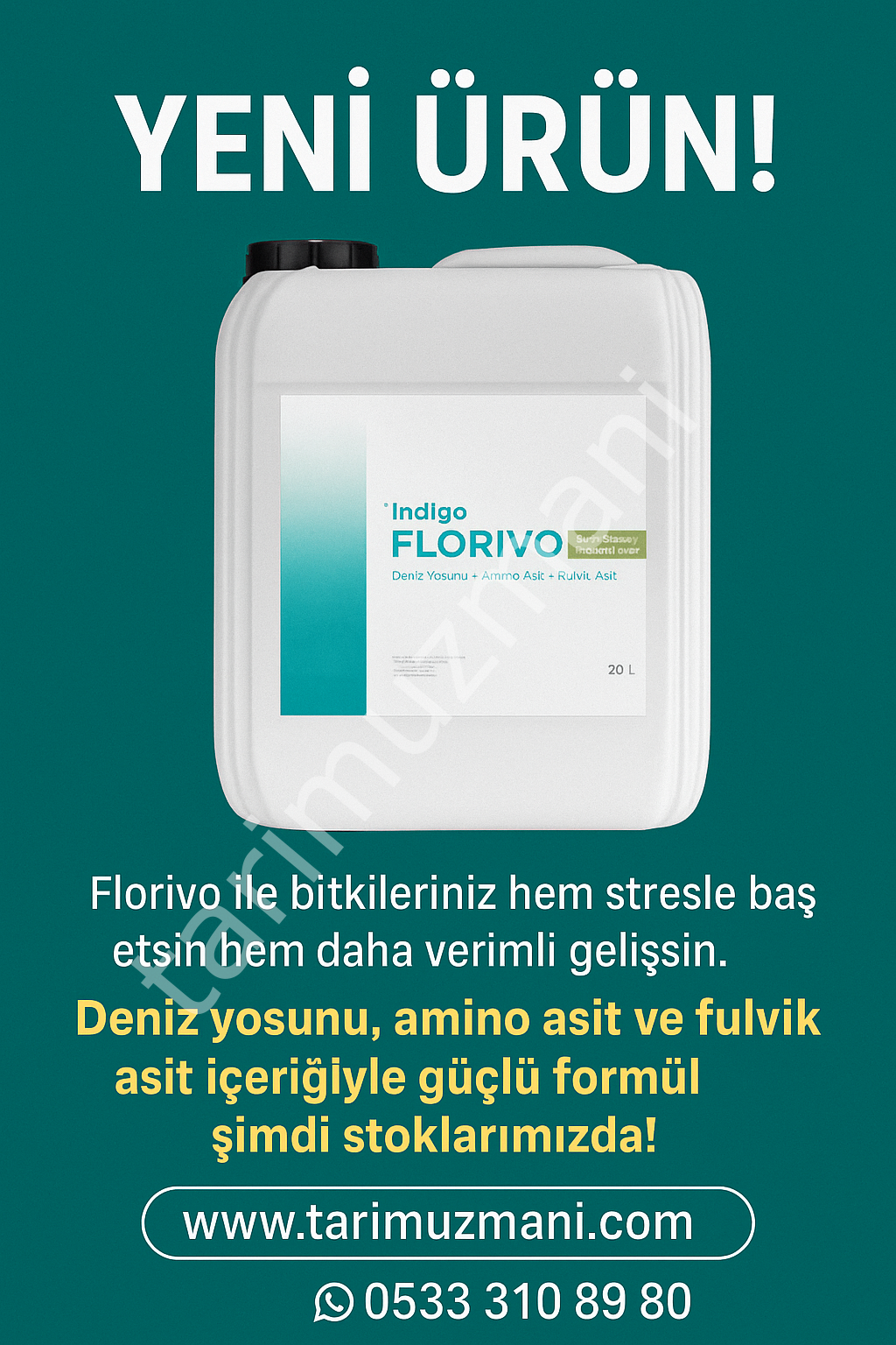 Florivo Sıvı Bitki Besini (Deniz Yosunu + Amino Asit + Fulvik Asit) 20 LT