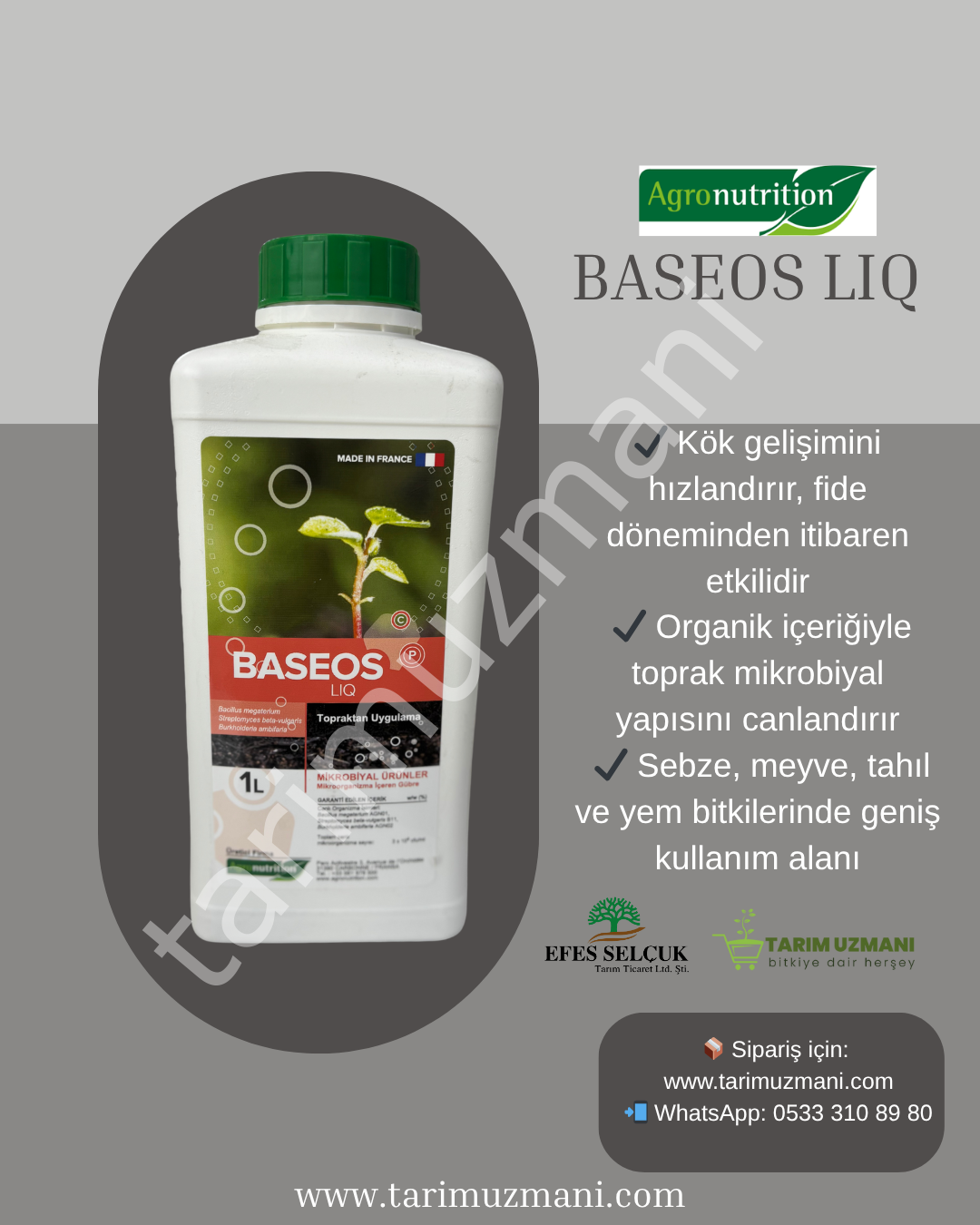 Agronutrition Baseos Liq Mikrobiyal Gübre (Bacillus megaterium, Streptomyces beta-vulgaris ve Burkholderia ambifaria)